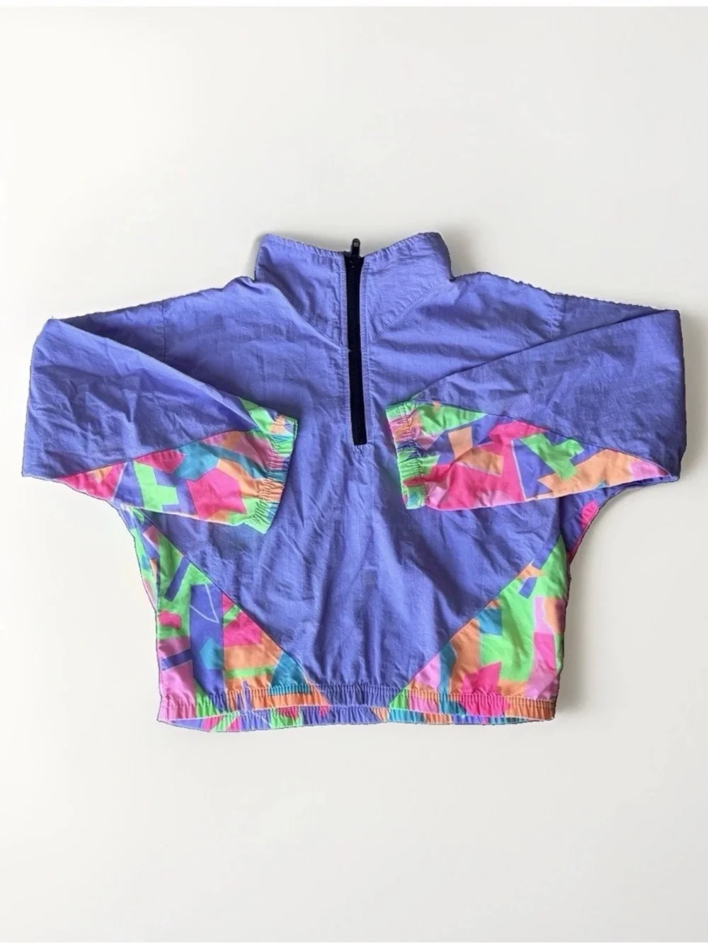 🔥Vintage 80s Kids Purple Nylon Colorblock Windbreaker Pullover Jacket/ Meryvns